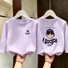 Ropa Infantil Niños Tallas Mediana y Grande Camiseta de Manga Larga Niños Estilo Nuevo Principios de Otoño Algodón Puro Cuello Redondo Top Holgado Ropa de Otoño Capa Base