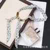 Lenço de Seda Fresco Floral Estilo Dopamina, Acessório de Pescoço Elegante Pastoral, Lenço Feminino para Primavera e Verão, Fita Decorativa para Saídas de Viagem