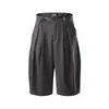Pantalones Plisados de Pierna Recta, Doble Botón, Estilo Americano Retro, Holgados, Modernos, Geniales, Silueta Cropped para Hombre