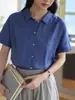 Camisa sin mangas de lino retro francesa Soligther para mujer Verano 2025 Nueva camiseta top de manga corta adelgazante