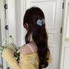 Pinza de Agarre a Cuadros Amarilla a Cuadros Flor para Mujer Semirrecogido Parte Trasera de la Cabeza Pinza Tiburón para Cabello Accesorios para el Cabello Elegantes de Alto Nivel
