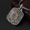 Tag doze signos nove palácios fofoca prata tailandesa masculino e feminino pingente s925 joia de prata esterlina pingente de seis palavras mantra