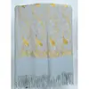 Bufanda Floral Bordada Pequeña de Anacardo con Hilo Dorado Chal de Imitación Cachemir Estilo Étnico Capa de Viaje Abrigo Cálido para Mujer 450g