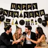 Sombreros Transfronterizos Negros y Dorados, Decoraciones para Fiestas Temáticas de Año Nuevo, Banderines, Globos, Juegos de Panal Espiral y Accesorios para Arreglos
