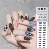 Peça de nail art rede vermelha branca cor semitransparente corrente diamante blush florido nail art laço produto acabado removível