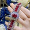 Libro de Caperucita Roja Mismo Estilo Pulsera de Diamante Rojo Alta Lujo Diseño de Industria Pesada Pulsera Completa de Diamantes Rubí Rojo Chino para Mujeres