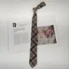 Gravata Borboleta Marrom Xadrez Listrada Retrô Estilo Japonês Cor de Café para Uniforme Acadêmico Feminino Gravata Borboleta Estilo Universitário Masculino Tendência