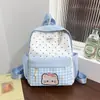 Mochila de Estilo Coreano de Moda con Puntos y Lindo Gato de Dibujos Animados Alta Apariencia Casual Cuadros Guardería Niños Pequeña Bolsa Escolar