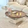 Mesa de centro retrô em creme estilo francês para espaços pequenos, redonda de acrílico moderna para sala de estar, combinação simples, novo modelo da moda