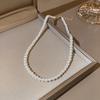 Collar de perlas de nicho coreano para mujer, cadena de clavícula con costuras a juego, elegante y ligero, de lujo, al por mayor