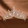 Acessórios de Cabelo para Casamento Ornamentos de Liga Cruzamento Europeu e Americano Retrô Coroa Barroca Coroa Grande de Strass Olho de Cavalo Faixa de Cabeça