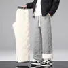 Pantalones Gruesos con Forro de Lana Ultrasónica de Lana de Cordero para Hombre, Pantalones Rectos Cálidos de Invierno, Pantalones Casuales Sueltos para Hombre