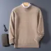 Nuevo Suéter de Lana Otoño e Invierno para Hombre Cuello Redondo Holgado Pulóver con Base Color Sólido Tejido de Lana