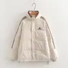 526 Chaqueta de Algodón con Cuello Alto de Invierno Rellena de Plumas para Mujer 202 Nuevo Estilo Coreano Holgada Engrosada Chaqueta de Pan Estilo Corto