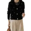 Nuevo Cárdigan de Punto Suave y Ceroso Bordado a Mano con Perlas de Industria Pesada de Otoño e Invierno Suéter Dulce Retro Mori para Mujer