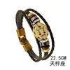 Pulseira de Couro Simples Feita à Mão com Contas dos 12 Signos, Criativa e Versátil, Pulseira Tecida Multicamadas Retrô, Presente de Aniversário