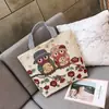 Bolsa de Lienzo para Transmisión en Vivo de Celebridad de Internet, Bolso de Hombro Simple Bordado de Moda, Bolso Tote Grande de Capacidad para Salidas de Mamá