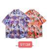 Camisa vintage retrô tailandesa com flores, estilo moderno de Hong Kong, para casal, camisa de verão de manga curta para mulheres