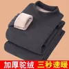 Conjunto de roupa íntima térmica masculina de inverno com forro de fleece e gola semi-alta, projetado para aquecimento e proteção contra o frio, adequado para usar em camadas sob roupas de outono