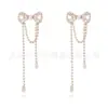 Brincos de Corrente com Garra de Zircônia Moda Agulha de Prata S925 Longos Femininos Nicho Luxo Leve Laço Full Diamond Brincos de Franja Atacado