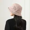 Sombrero de Pescador de Lana Estilo Nuevo para Mujeres de Mediana Edad y Mayores, Elegante Sombrero de Pescador con Lazo para Madres, Sombrero Cálido de Abuela para Otoño e Invierno