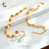 Pulseira de Fita Floral com Acabamento Escovado Dourado Areia e Strass, Banhada a Ouro Cobre, Acessório Diário Feminino de Luxo Leve Vintage Moda para o Trabalho