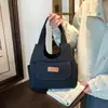 Bolsa de Lona Feminina Primavera e Verão Versátil Bolsa Tote Estudante Ombro Axila Bolsa para o Trabalho Passeio Bolsa para Mamãe Bolsa de Mão Tote