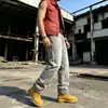 2026 AliExpress Verano Hombres Populares Calle Alta Americana Pantalones Casuales para Viajar Elegantes Jeans Grises Lavados