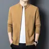 490g 100% Lana Pura Engrosada Chaqueta Suéter de Lana de Negocios para Hombre 2026 Otoño/Invierno Cuello Alto Cálido Cárdigan para Hombre