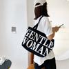 Bolso para Mujer 2026 Verano Nuevo de Moda Estilo Coreano Simple Lona Bolso de Hombro Gran Capacidad Bolsa Tote Grande con Letras