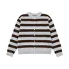 Suéter Cardigan de Punto Rayado Estilo Coreano para Mujer 2026 Primavera Otoño Nueva Moda Adelgazante Top Chaqueta Corta para Mujer