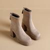 Botas Finas de Camurça para Mulheres, Botas Curtas, Novo Estilo Outono e Inverno 2026, Botas Elásticas Europeias e Americanas de Salto Alto, Botas Martin de Alta Qualidade e Elegantes
