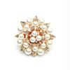 Anillo de Flor de Perla Elegante y Exagerado con Incrustaciones de Diamantes Moda Transfronteriza Europea y Americana Anillo Abierto Creativo