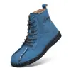 Outono e inverno de 2024 novos sapatos casuais femininos de cano alto feitos à mão com costura, sola macia confortável, resistentes ao desgaste, botas martin