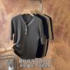 Yuyue Otoño e Invierno Nuevo Tejido de Punto de Seda de Alta Gama Camiseta Holgada Manga Tres Cuartos Simple Color Puro Camiseta Básica de Punto