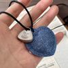 Fiebre Hecho a Mano Amor Colgante Collar Mujer Otoño e Invierno Tejido Cuerda Negra Accesorios Decorativos Cadena Larga de Lana