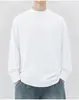 Camiseta masculina de manga longa estilo americano, 260g, algodão puro de peso pesado, gola alta meia-boca, modelagem solta, gola média, top estiloso de outono