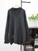 Nuevo Top de Punto con Lentejuelas de Cuello V Holgado Estilo Coreano para Otoño e Invierno 2025 Suéter de Punto Estilo Perezoso para Mujer