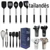 Conjunto de 15 Peças de Espátula e Colher de Silicone Espátula de Silicone de Aço Inoxidável Espátula Antiaderente Conjunto de Utensílios de Cozinha Domésticos Multifuncionais