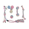 Set de Seis Piezas de Juguetes para Perros en Colores Macarrón Personalizado para Ventas Transfronterizas, Juguetes de Cuerda de Algodón para Entrenamiento de Mordida para Perros