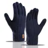 Nuevos Guantes de Invierno Cálidos Transfronterizos Pantalla Táctil Más Terciopelo Engrosados Tejidos A Prueba de Frío Lana de Alpaca Guantes para Hombre