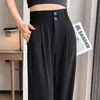 Calça feminina casual de verão de alta cintura, perna larga, com efeito de caimento, para corpo tipo pera, para comércio exterior transfronteiriço do Sudeste Asiático