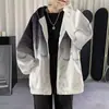 Jaqueta Cardigan corta-vento com capuz unissex de moda coreana para primavera e outono, com gradiente, para casal, jaqueta suéter jaqueta top masculino