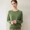 Suéter de cashmere com gola redonda, punhos e mangas raglan, novo estilo feminino, versátil e elegante, peça básica de tricô, solto, quente, para usar por baixo