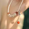 Tobillera de Plata de Ley S925 con Ágata Roja de Paz y Alegría para Mujer 2025 Nueva Tendencia Estilo Nacional Retro Tobillera