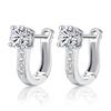 Brincos femininos coreanos de alta costura personalizados, redondos, com microincrustação de zircônia, brincos Coringa, design em prata, joias de ouvido, atacado