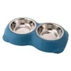 Nova tigela para cachorro tigela para gato tigela para animal de estimação aço inoxidável gato cachorro urso duas tigelas duplas tigela de ração para cachorro tigela de ração para gato prato de cachorro plástico