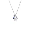 Colar de Pérolas em V de Alto Padrão e Elegante com Pérolas de Água Doce Perfeitamente Redondas e uma Corrente Toda em Prata S925