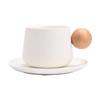 Taza de café y plato de color macaron creativo, juego personalizado para el hogar, taza de cerámica con asa de madera, taza para agua, regalo