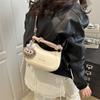 Bolso Bandolera Simple Textivo de Color en Contraste para Mujer Primavera 2025 Nuevo Bolso Ins Creciente para Dama Estilo Occidental Bolso de Mujer